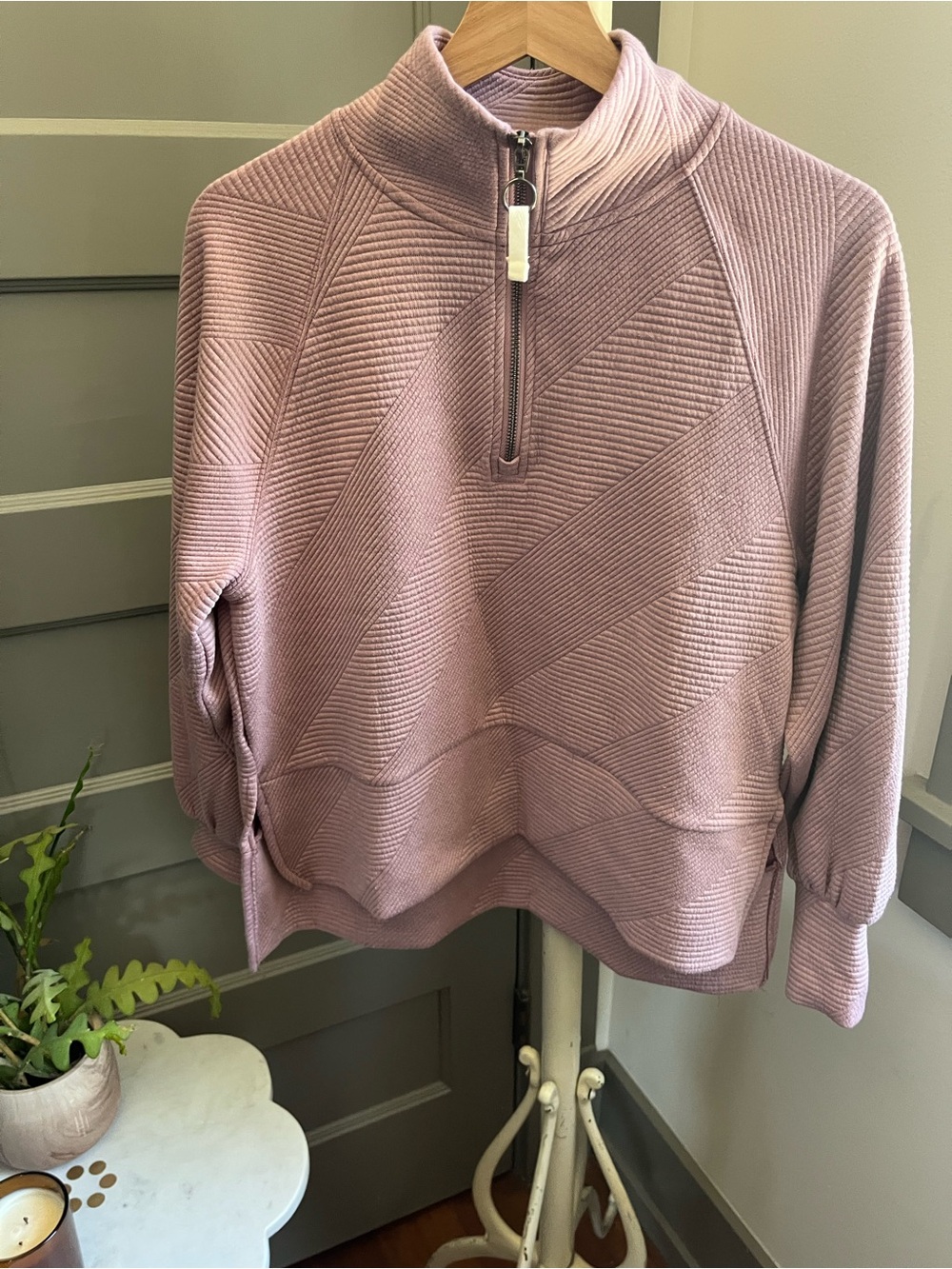 Balance Collection Mauve Quarter-Zip Textured Pullover